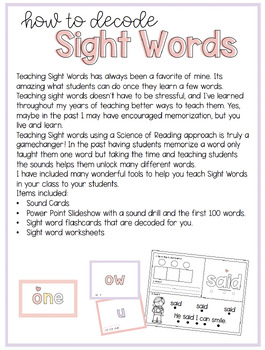 Preview of Ultimate Bundle| Teaching Sight Words by decoding