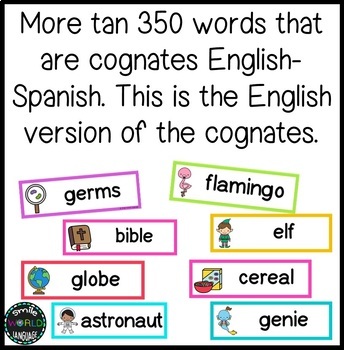 English Cognates Word Wall (Los cognados en ingles) - Spanish