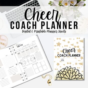 Preview of Ultimate Cheer Coach Planner, Printable Digital Download Planning Sheets Gold