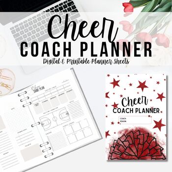 Preview of Ultimate Cheer Coach Planner, Printable Digital Download Planning Sheets Red