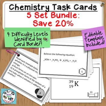 Preview of Ultimate Chemistry Task Cards Bundle: 5 Sets, 300 Cards!