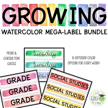 Preview of Ultimate Classroom Label Bundle | Watercolor Classroom Decor Theme