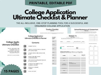 Preview of Ultimate College Application Planner and Checklist | Printable, Editable PDF