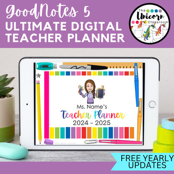 Preview of Ultimate Digital Teacher Planner 2024-2025 | FREE yearly updates