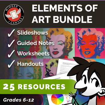 Preview of Ultimate ELEMENTS OF ART Education Bundle - Slideshows, Worksheets & more!