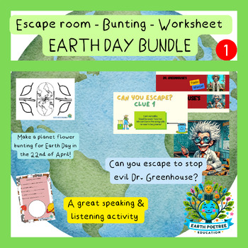 Preview of Ultimate Earth Day Learning Bundle: Escape Room, Planet Creation & Bunting Craft