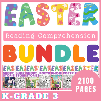 Preview of Ultimate Easter Reading Comprehension Passages with Questions K-Grade 3 Bundle