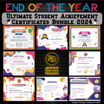 Preview of Ultimate End of Year Student Achievement Certificates Bundle - Editable Awards