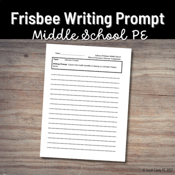 Ultimate Frisbee Writing Prompt By Sarah Casey Pe Tpt