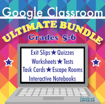 Preview of Ultimate Google Classroom™ Math Bundle ⭐ Interactive Digital Math ⭐ Grades 5-6
