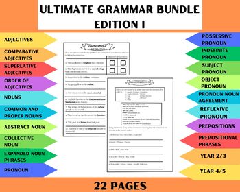 Preview of Grammar Worksheet Bundle Volume 1: Noun, Pronoun-Noun Agreement, Preposition*