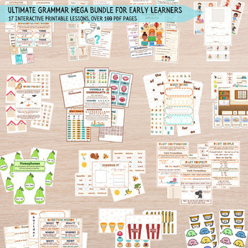 Preview of Ultimate Grammar Mega Bundle for Early Learners,16 Interactive Printable Lessons
