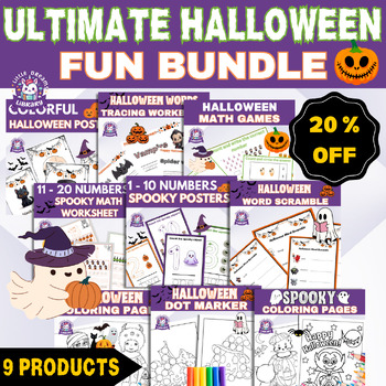 Preview of Ultimate Halloween Fun Bundle: Coloring Pages, Posters, Educational Workbooks