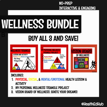 Preview of Ultimate Health and Wellness Triangle BUNDLE: 3 Digital Resources, NO-PREP!