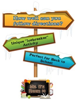 Preview of Ultimate ICEBREAKER Activity: "Can you follow directions?" FUN Grades 6-12