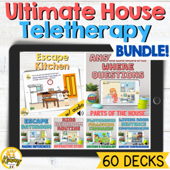 Preview of Ultimate Inside House Speech Teletherapy Boom Cards Bundle