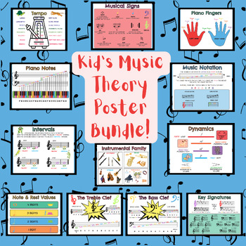 Preview of Ultimate Kids Music Theory Poster Bundle | 12 Posters