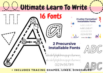 Preview of 13x Letter Formation Fonts *Alphabet Letter Tracing Font * Learn to Write eg.QLD