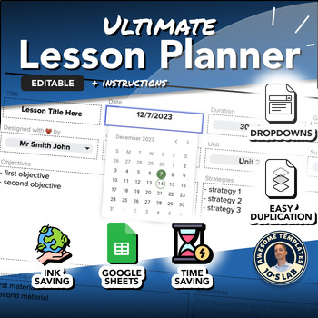 Preview of Ultimate Lesson Planner - Digital & Printable Template - Google Sheets EDITABLE