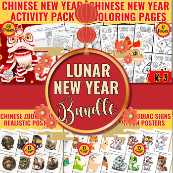 Preview of Ultimate Lunar New Year Bundle: Coloring Pages, Workbooks & Zodiac Posters