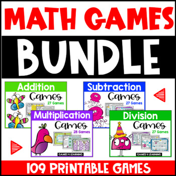 Math Games Bundle - Addition, Subtraction, Multiplication, Division ...