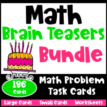 Preview of Math Brain Teasers Bundle: Task Cards & Worksheets: Math Problems, Logic Puzzles
