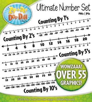 Preview of Ultimate Math Number Line Clipart {Zip-A-Dee-Doo-Dah Designs}