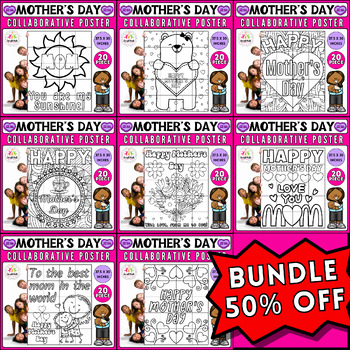 Preview of Ultimate Mother's Day Collaborative Coloring Poster & Craft Bundle