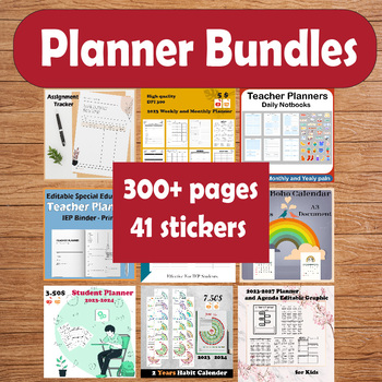 Preview of Ultimate PLANNER BUNDLE! Teacher Planner, 5 Year Daily Planner, and more.