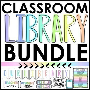 Preview of Ultimate Pastel Rainbow Classroom Library Set