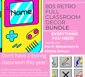 Preview of Ultimate Retro 80s Classroom Decor Bundle! FREE bonus too! Totally Rad Dude!