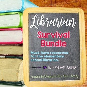 Preview of Ultimate School Librarian Survival Kit Bundle - Chevron Planner