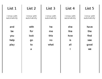 Preview of Sight Word Lists, Various Grade Levels, Organized from Primary to Advanced