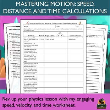 Speed, Distance, Time Worksheet - WordMint