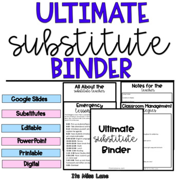 Preview of Ultimate Substitute Binder (FOR SUBSTITUTE TEACHERS!)