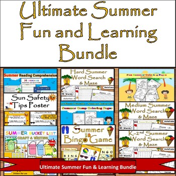 Preview of Ultimate Summer Fun and Learning Bundle:Crafts, Bingo, Coloring,Puzzles, Reading