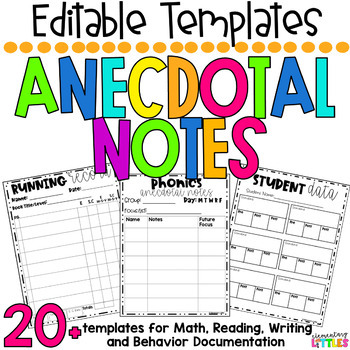 Preview of EDITABLE ANECDOTAL NOTES TEMPLATES