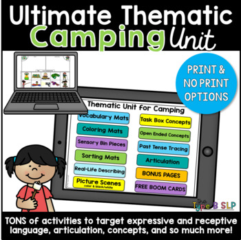 Preview of Distance Learning for Speech Therapy: Ultimate Thematic CAMPING UNIT