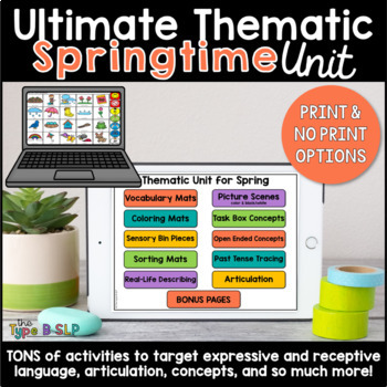 Preview of Ultimate Thematic SPRING UNIT for Speech Therapy | Spring Theme for Speech