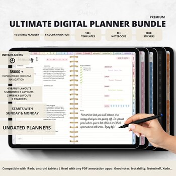 Preview of Ultimate Undated Multicolor Bundle Digital Planner Daily Weekly Monthly Yearly