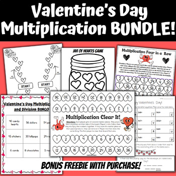 Preview of Ultimate Valentine's Day Multiplication Games Bundle |Valentine's Day Math Facts