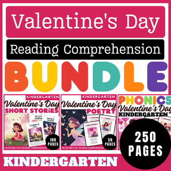 Preview of Ultimate Valentine's Day Reading Comprehension Bundle for Kindergarten (Colored)