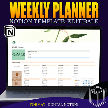 Preview of Ultimate Weekly: Notion Planner for Teachers & Students - Editable Template