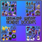 Winter Holiday Doodles (168 BW & full-color PNG images)