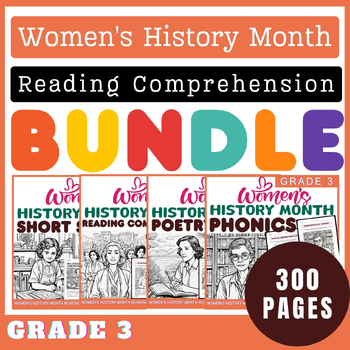 Preview of Ultimate Women’s History Month Reading Comprehension Questions for Grade 3 (B&W)