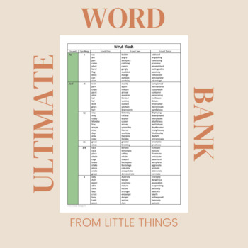 Preview of Ultimate Word Bank/List PDF