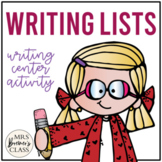 Writing Lists | Writing Center Activity