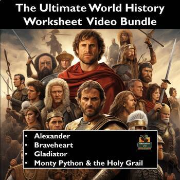 Preview of Ultimate World History Video Bundle- Worksheets, Writing Prompts, and Coloring!