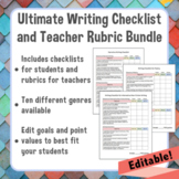 Ultimate Writing Checklist + Teacher Rubric BUNDLE *Editab