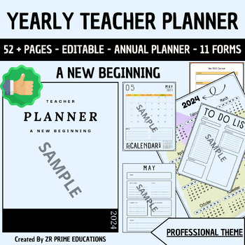 Preview of Ultimate Yearly Teacher Planner - Profesional THEME - #E7F4FF